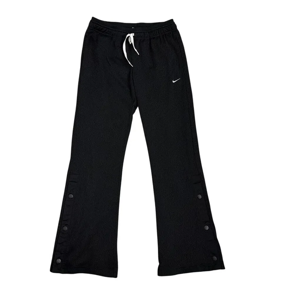 Nike Mesh Athletic Pants Black White Snap Bottom Flare Joggers Youth Large 14